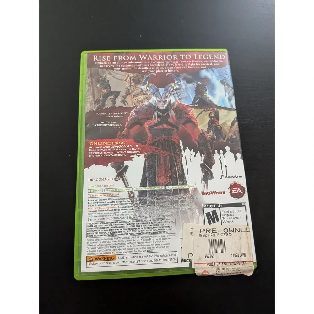 Dragon Age 2 Xbox 360 Video‎ Game Complete